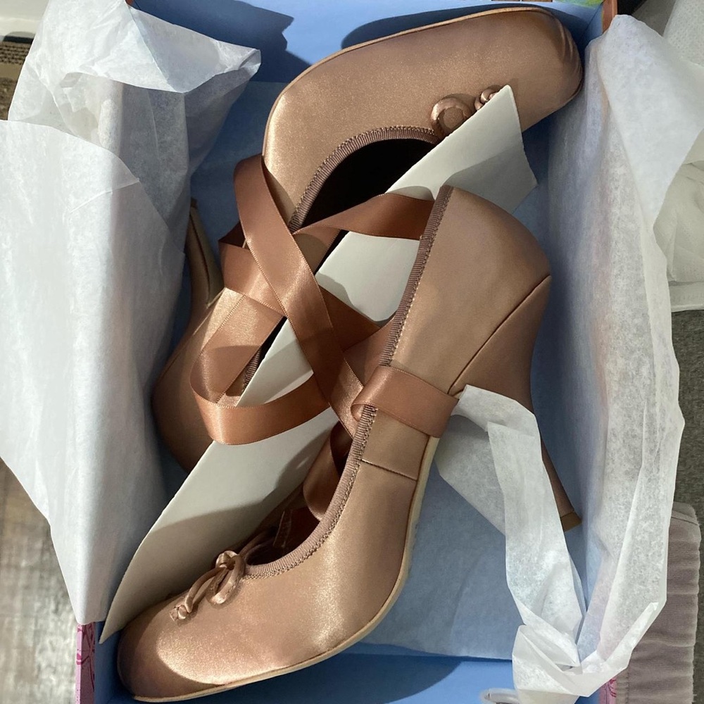 Jeffrey Campbell Satin Ribbon Heels - Metallic Pink - Picture 2 of 4